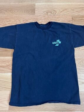 Vans Black Short-Sleeve Tee with Mint Palm Logo